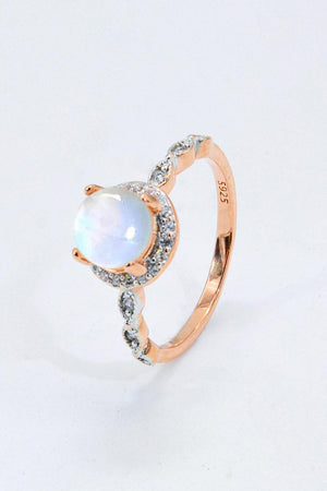 Feel Worthy Rose Gold Plated Round Moonstone Ring - MXSTUDIO.COM