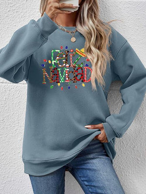 Feliz Navidad Drop Shoulder Christmas Sweatshirt-MXSTUDIO.COM