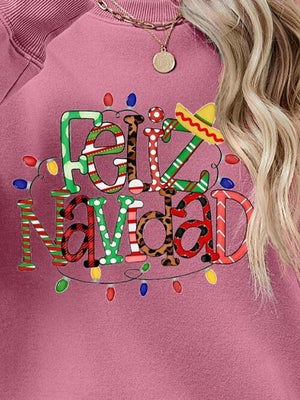 Feliz Navidad Drop Shoulder Christmas Sweatshirt-MXSTUDIO.COM