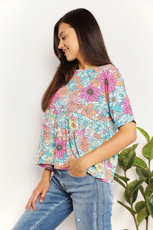 Feminine Charm Floral Short Sleeve Top - MXSTUDIO.COM