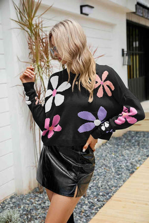 Feminine Embrace Crew Neck Floral Sweater - MXSTUDIO.COM