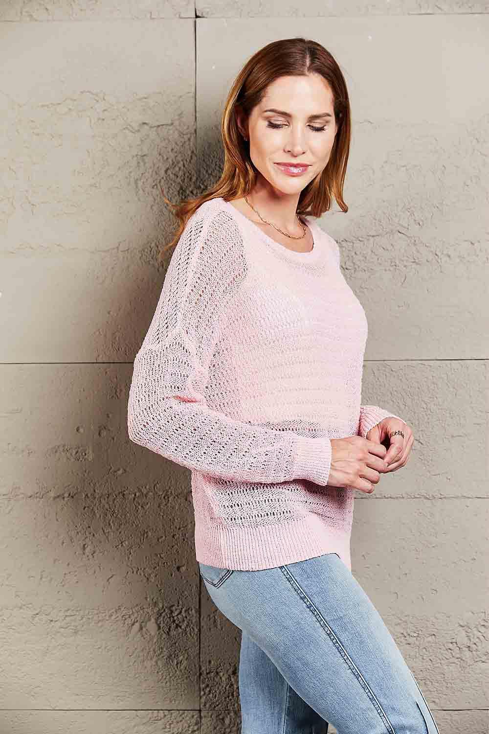 Feminine Layer Knit See Through Long Sleeve Top - MXSTUDIO.COM