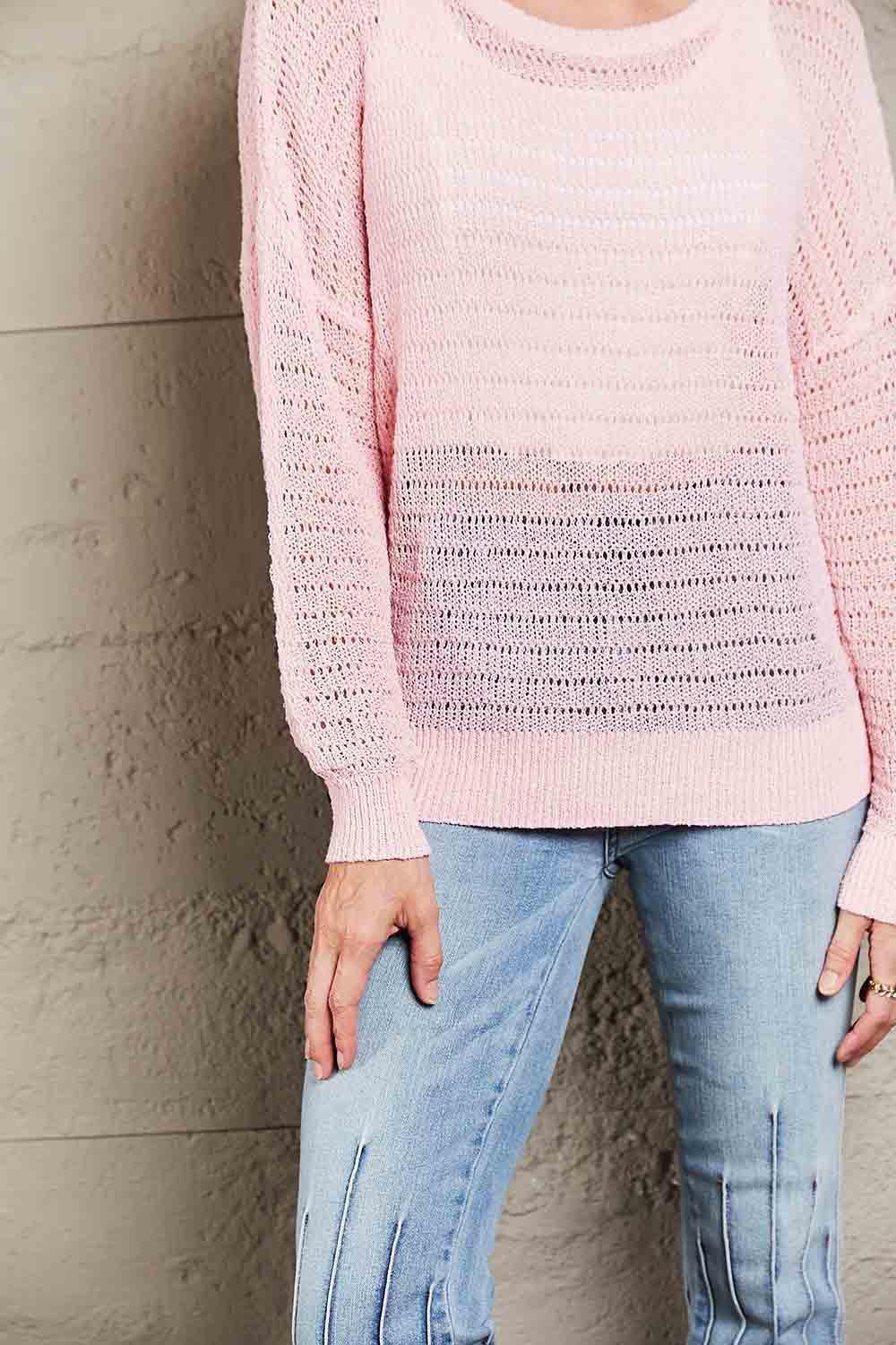 Feminine Layer Knit See Through Long Sleeve Top - MXSTUDIO.COM