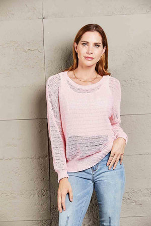 Feminine Layer Knit See Through Long Sleeve Top - MXSTUDIO.COM