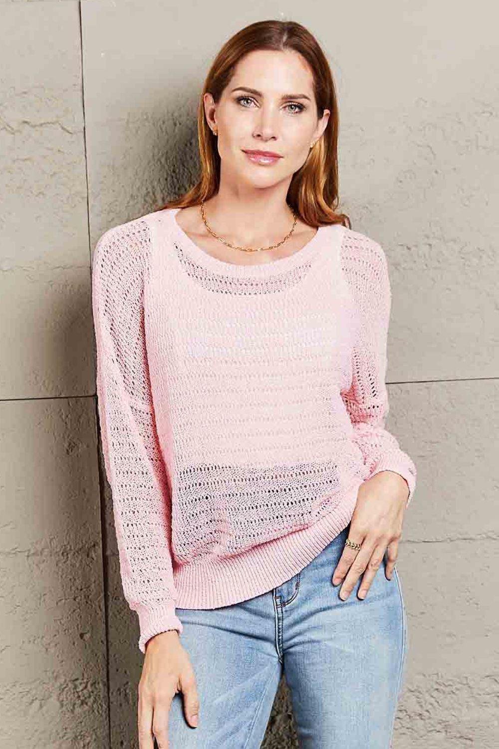 Feminine Layer Knit See Through Long Sleeve Top - MXSTUDIO.COM