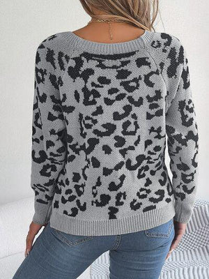 Fierce Chic Leopard Square Neck Sweater-MXSTUDIO.COM