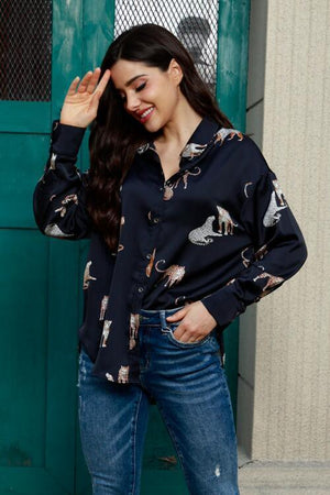 Fierce Spirit Animal Print Long Sleeve Shirt-MXSTUDIO.COM