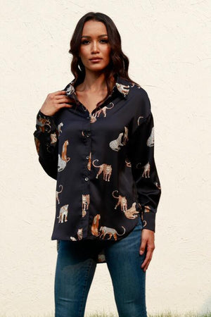 Fierce Spirit Animal Print Long Sleeve Shirt-MXSTUDIO.COM