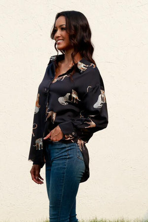 Fierce Spirit Animal Print Long Sleeve Shirt-MXSTUDIO.COM