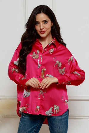Fierce Spirit Animal Print Long Sleeve Shirt-MXSTUDIO.COM