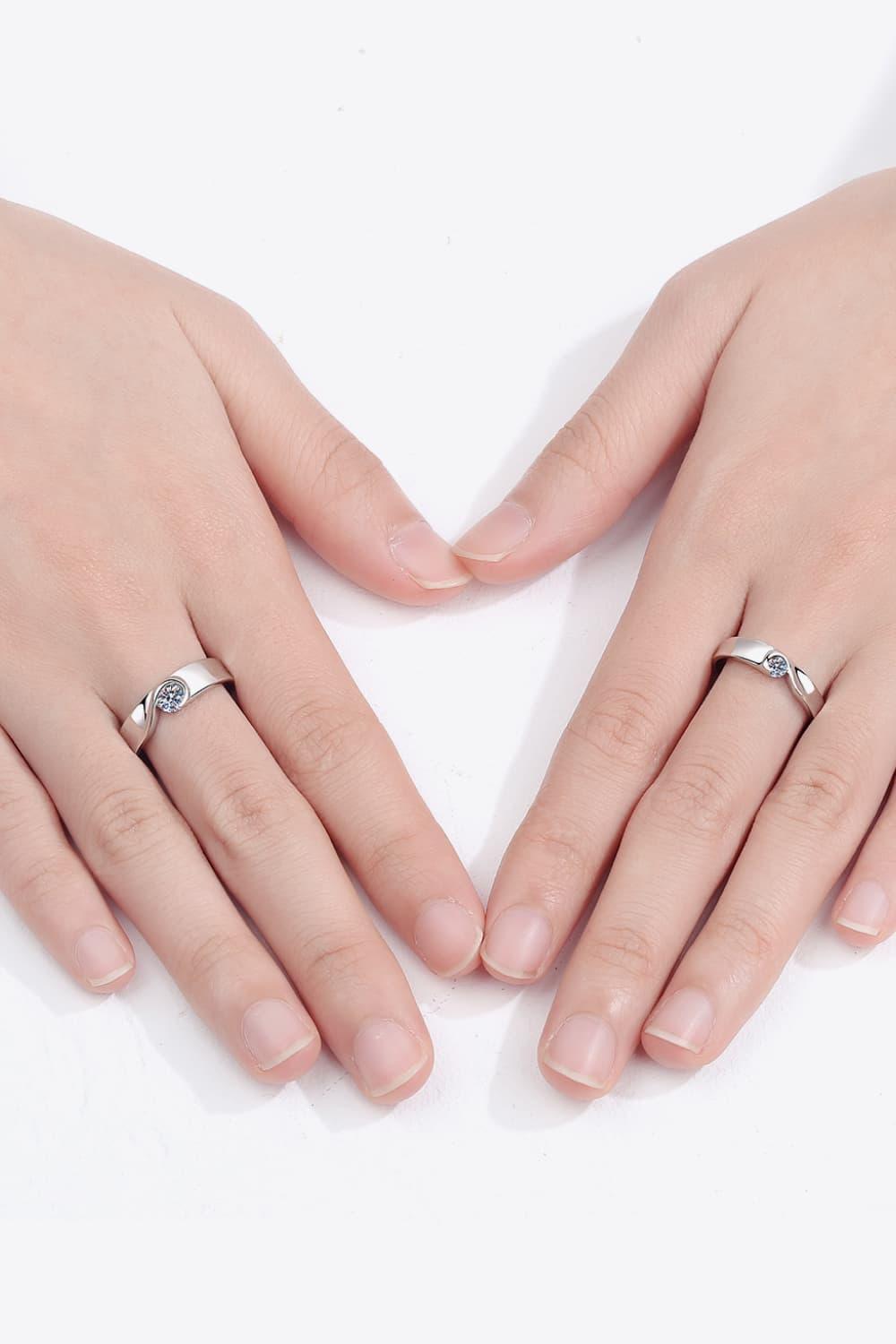 Fiery Brilliance Sterling Silver Moissanite Couple Rings - MXSTUDIO.COM