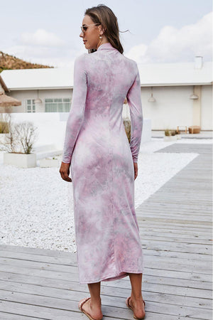 Figure-Friendly Bodycon Long Sleeve Tie Dye Dress - MXSTUDIO.COM