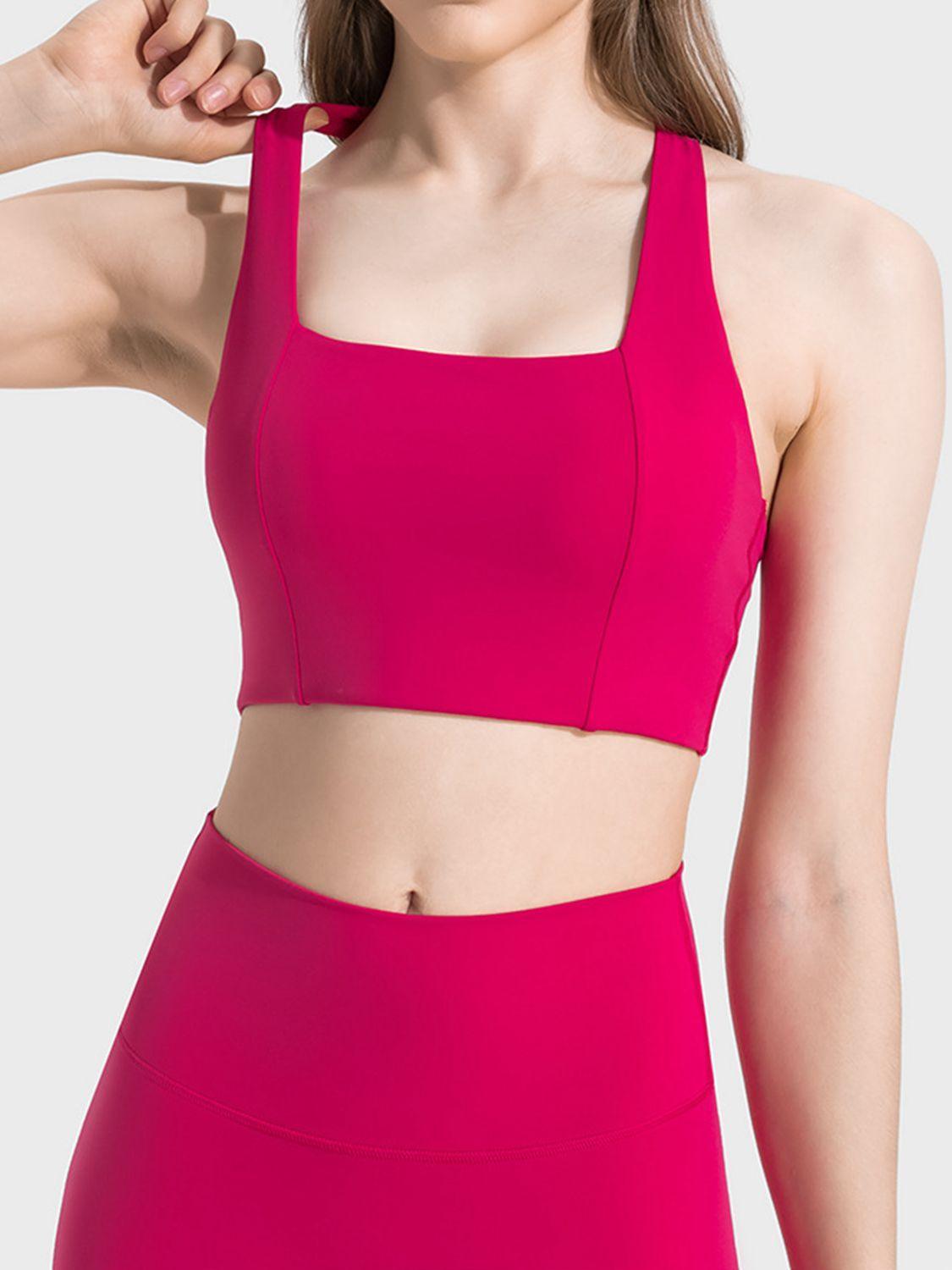 Fit And Fab Square Neck Racerback Sports Bra - MXSTUDIO.COM