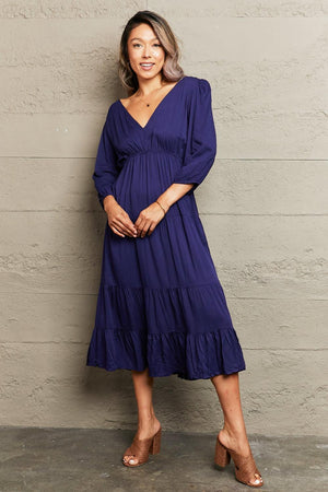 Fits And Flatters A-Line Tied Backless Midi Dress - MXSTUDIO.COM