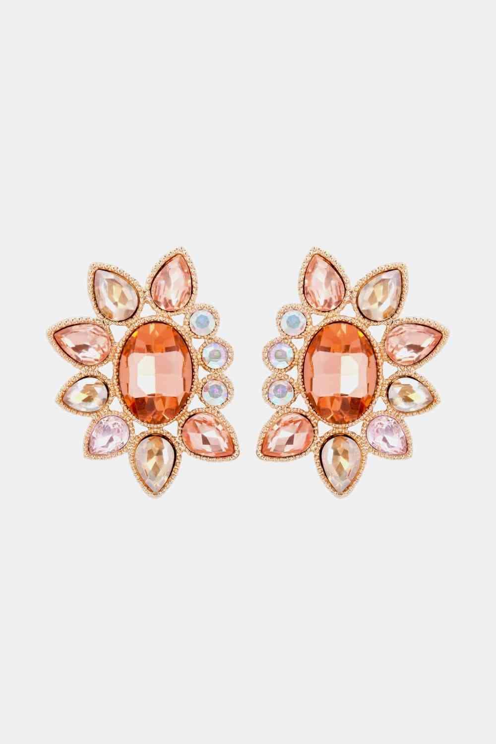 Flashy Glass Stone Geometric Dangle Earrings-MXSTUDIO.COM