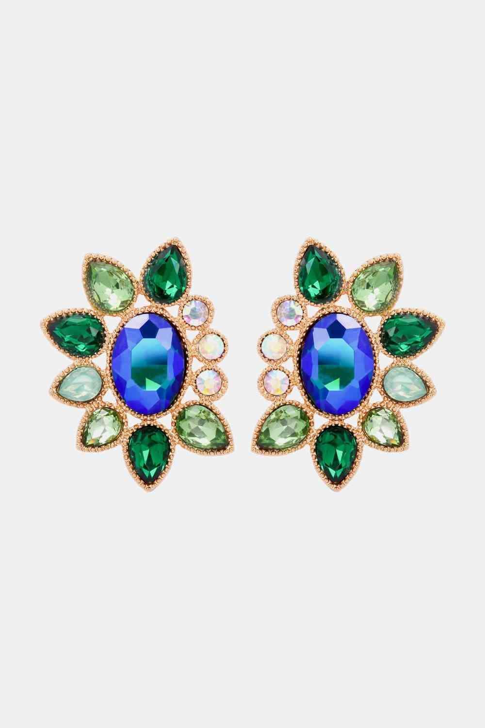 Flashy Glass Stone Geometric Dangle Earrings-MXSTUDIO.COM