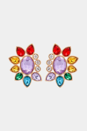 Flashy Glass Stone Geometric Dangle Earrings-MXSTUDIO.COM