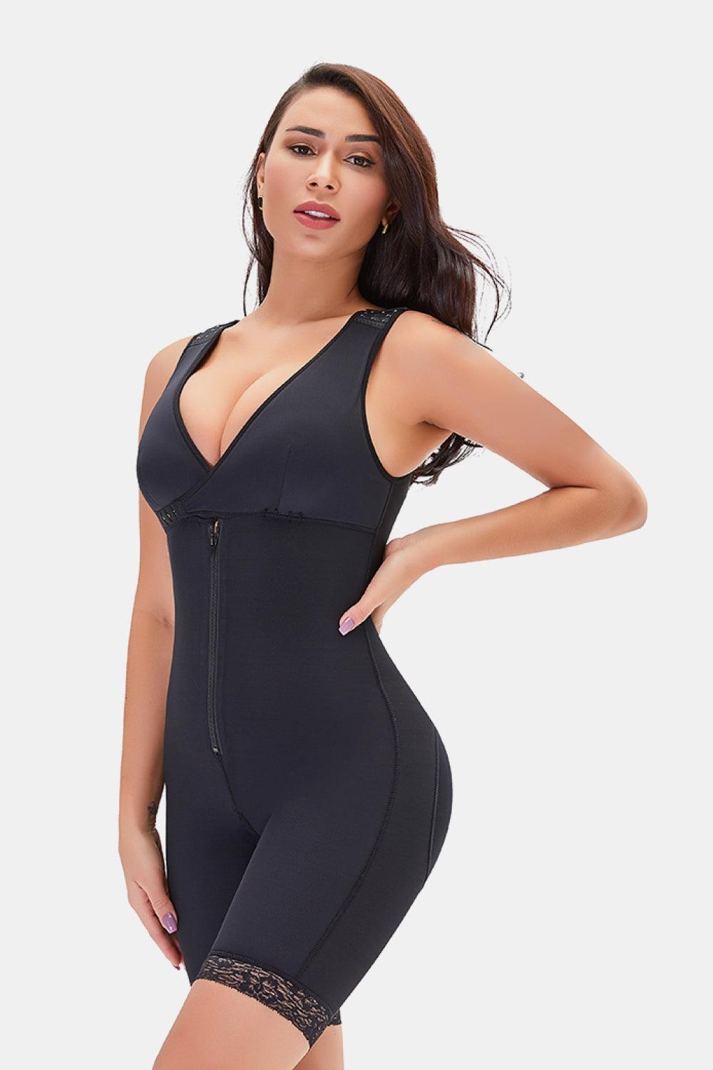 Flattering Lace-Trimmed Shapewear Bodysuit - MXSTUDIO.COM