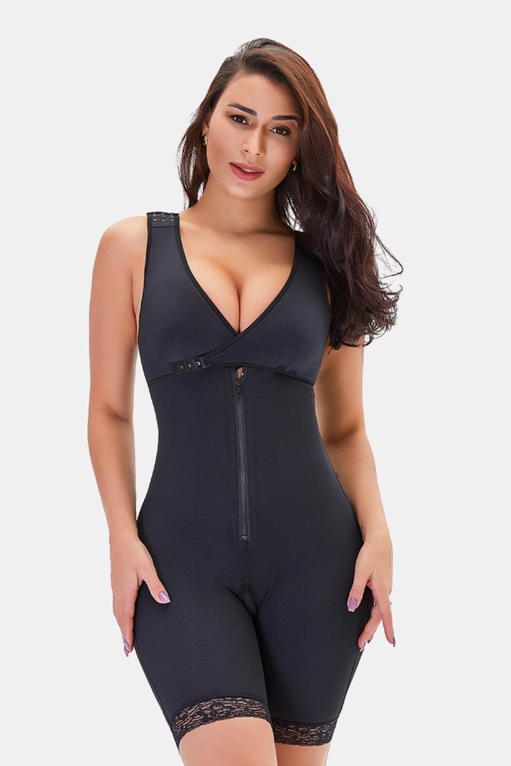 Flattering Lace-Trimmed Shapewear Bodysuit - MXSTUDIO.COM