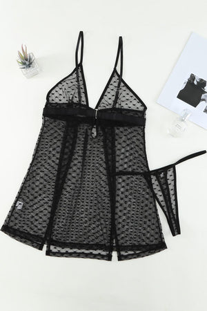 Flirty Black Babydoll Lingerie Set with Thong - MXSTUDIO.COM