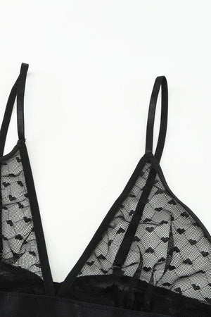 Flirty Black Babydoll Lingerie Set with Thong - MXSTUDIO.COM