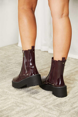 Forever Link Side Zip Wine Women's Platform Boots - MXSTUDIO.COM