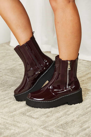 Forever Link Side Zip Wine Women's Platform Boots - MXSTUDIO.COM