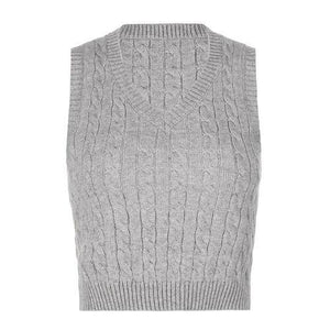 Forever Trendy V-Neck Cable Knit Sweater Vest-MXSTUDIO.COM