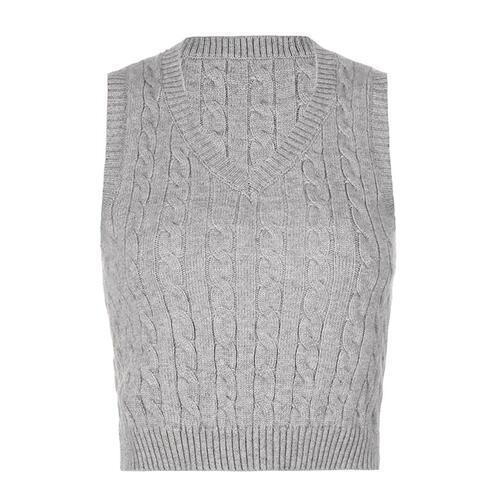 Forever Trendy V-Neck Cable Knit Sweater Vest-MXSTUDIO.COM