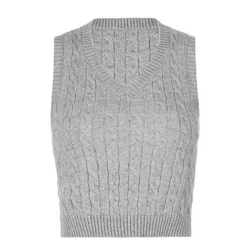 Forever Trendy V-Neck Cable Knit Sweater Vest-MXSTUDIO.COM