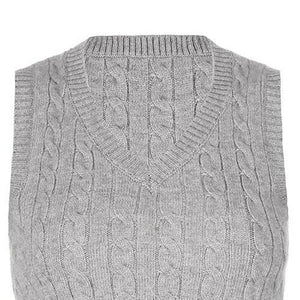 Forever Trendy V-Neck Cable Knit Sweater Vest-MXSTUDIO.COM
