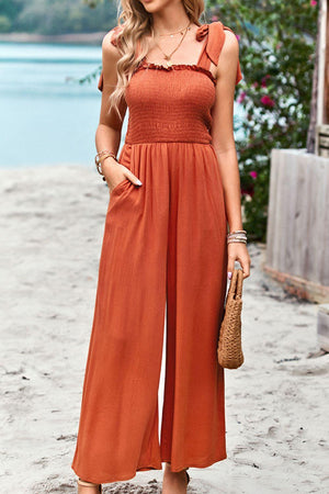 Fresh Wide Leg Sleeveless Square Neck Jumpsuit - MXSTUDIO.COM