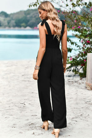 Fresh Wide Leg Sleeveless Square Neck Jumpsuit - MXSTUDIO.COM