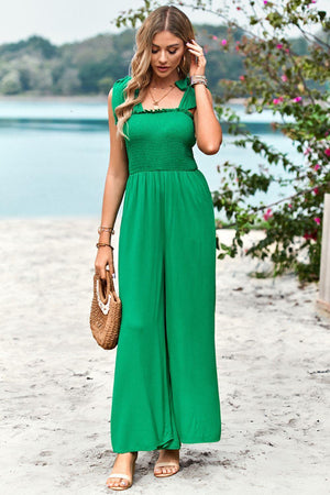 Fresh Wide Leg Sleeveless Square Neck Jumpsuit - MXSTUDIO.COM
