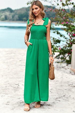 Fresh Wide Leg Sleeveless Square Neck Jumpsuit - MXSTUDIO.COM