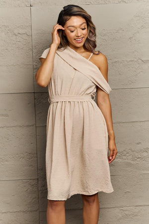 Fresh and Feminine A-Line Asymmetrical Neck Dress - MXSTUDIO.COM