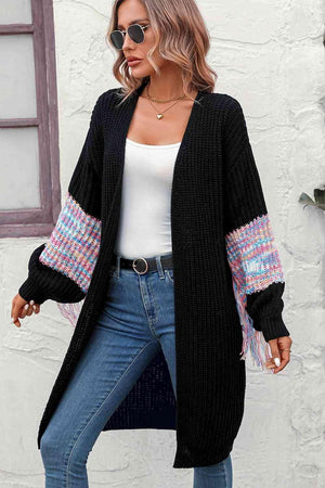 Fringe Sleeve Knit Duster Cardigan - MXSTUDIO.COM