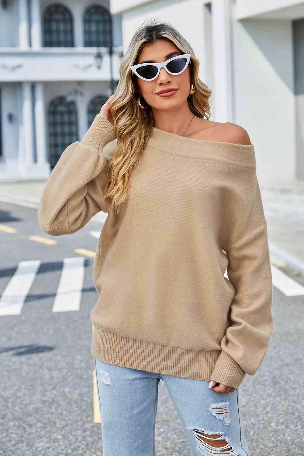 Frost Air Don't Care Long Sleeve Boat Neck Sweater - MXSTUDIO.COM