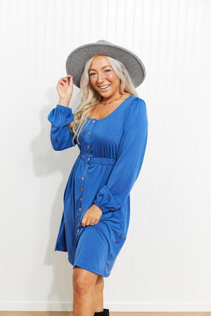 Fun-Loving Scoop Neck Long Sleeve Dress - MXSTUDIO.COM
