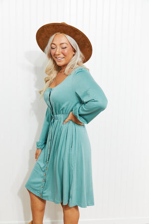 Fun-Loving Scoop Neck Long Sleeve Dress - MXSTUDIO.COM