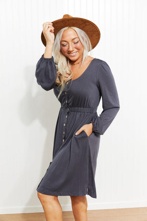 Fun-Loving Scoop Neck Long Sleeve Dress - MXSTUDIO.COM
