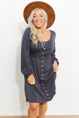Fun-Loving Scoop Neck Long Sleeve Dress - MXSTUDIO.COM