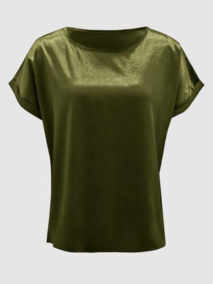 a women's green top with short sleeves