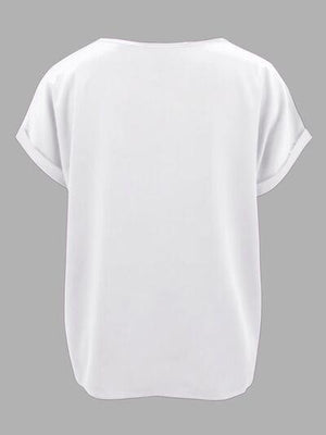 a women's white t - shirt with short sleeves
