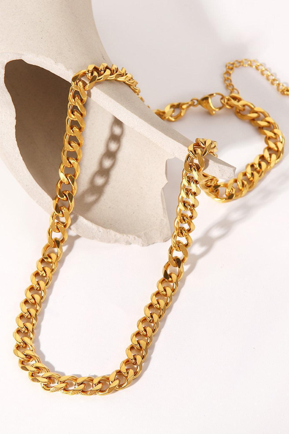 Get Encouraged 18K Gold Plated Curb Chain Necklace - MXSTUDIO.COM