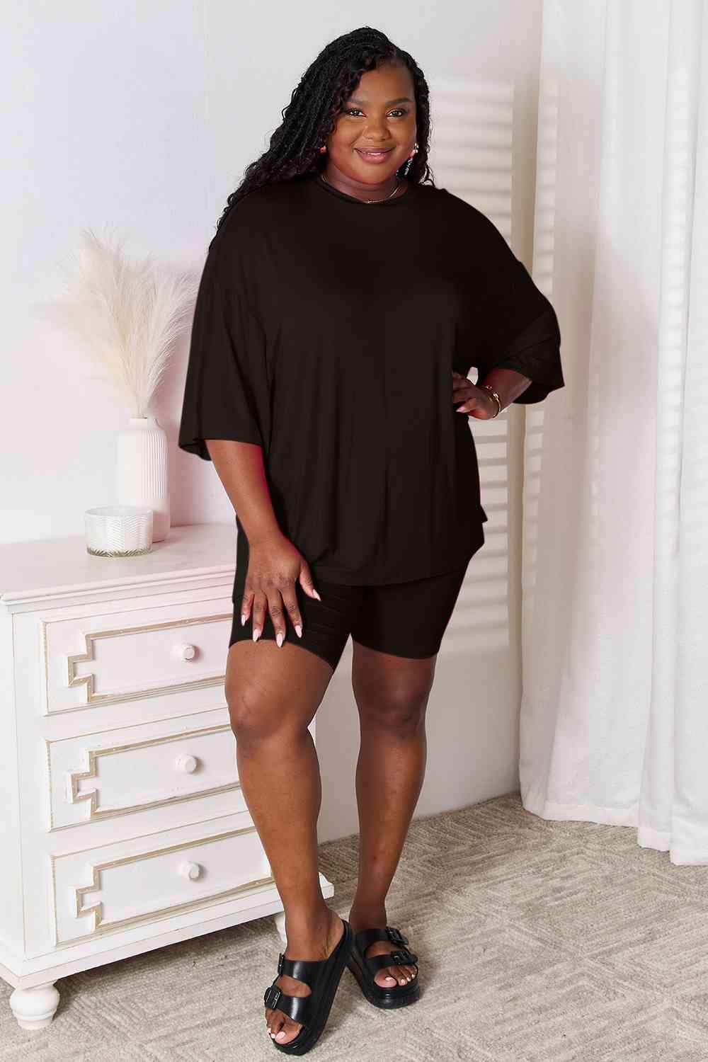 Get Refresh Plus Size Top And Shorts 2 Piece Loungewear Set - MXSTUDIO.COM