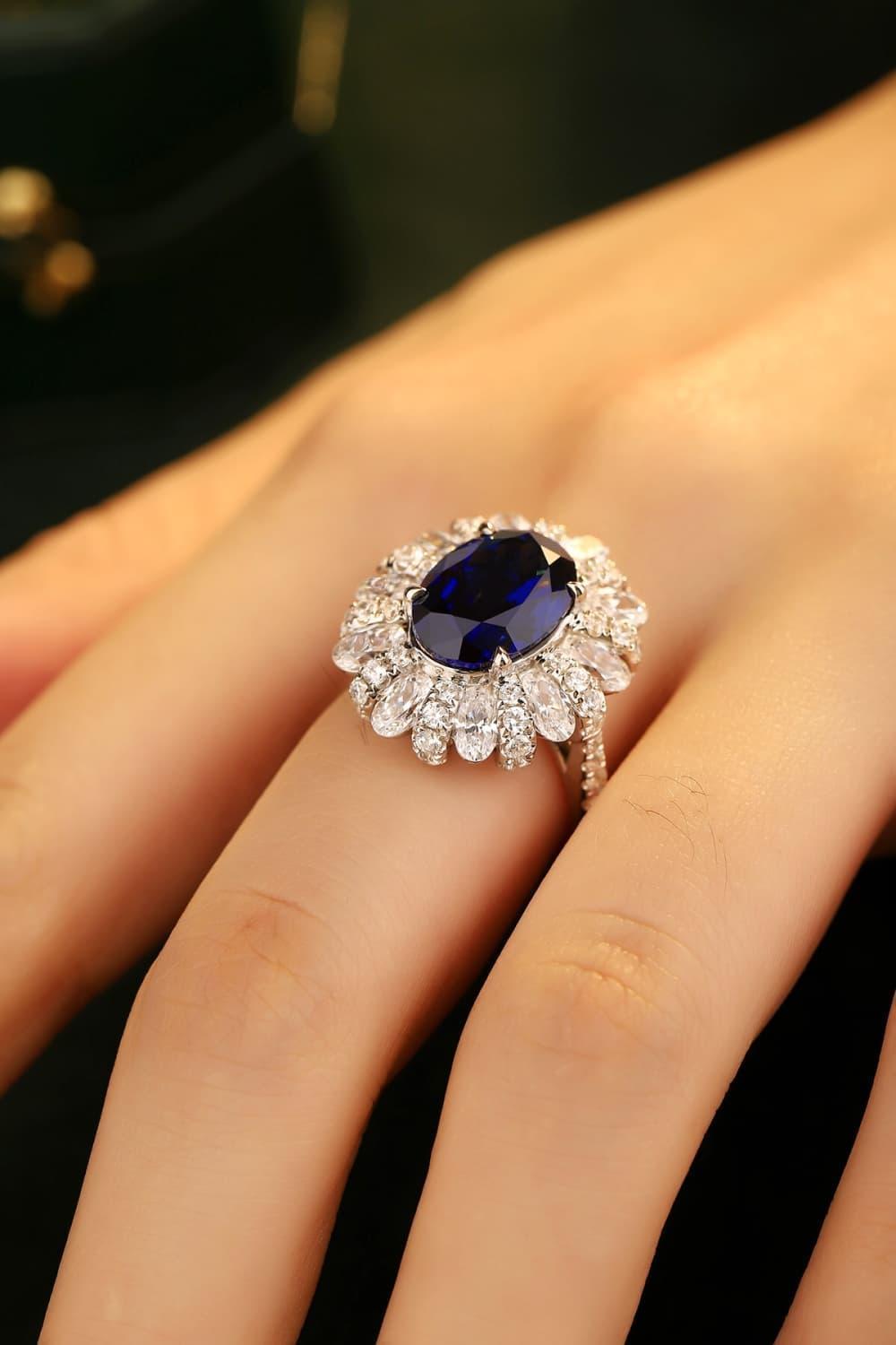 Get Surprised 5 Carat Lab-Grown Sapphire Flower Ring - MXSTUDIO.COM