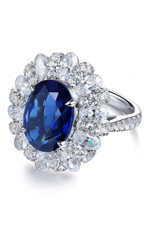 Get Surprised 5 Carat Lab-Grown Sapphire Flower Ring - MXSTUDIO.COM