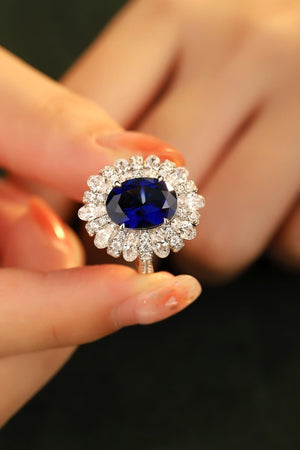 Get Surprised 5 Carat Lab-Grown Sapphire Flower Ring - MXSTUDIO.COM