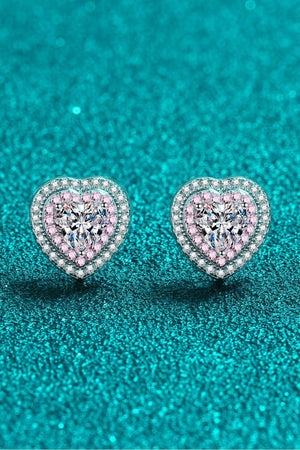 Glamorize 1 Carat Heart Moissanite Stud Earrings - MXSTUDIO.COM